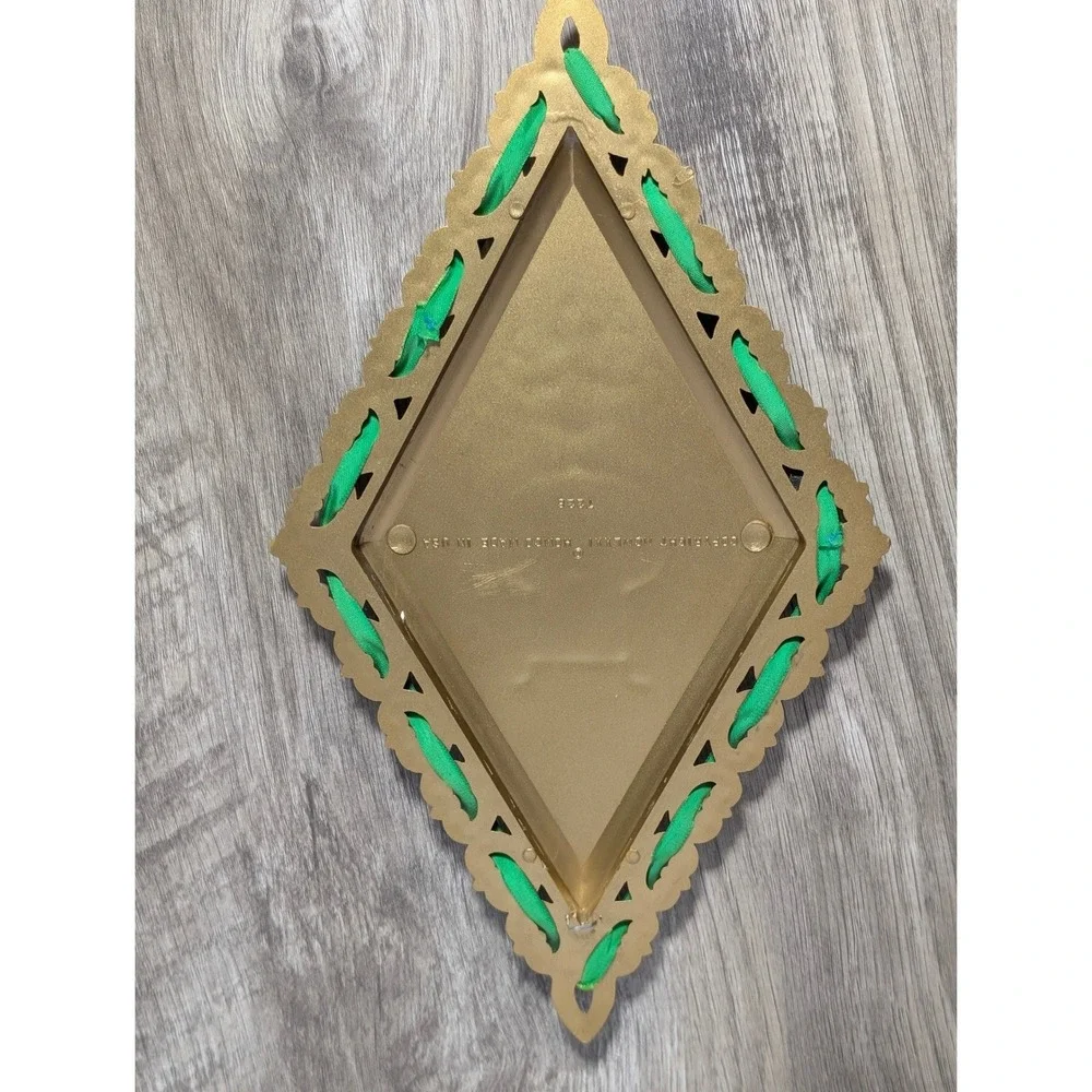 Vintage Homco 1971‎ Gold Green Velvet Lyre Torch Wall Plaques Bracket Set of 3